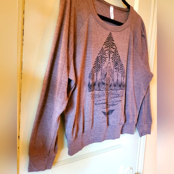 Bigfoot sasquatch forest cryptid light sweater long sleeve top - Picture 7 of 10